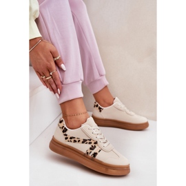 Kvinnors sneakers på plattformens leopard beige 6