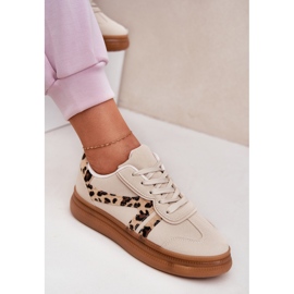 Kvinnors sneakers på plattformens leopard beige 8