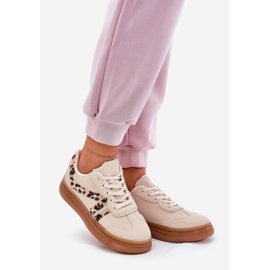 Kvinnors sneakers på plattformens leopard beige 1