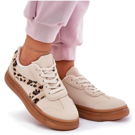 Kvinnors sneakers på plattformens leopard beige 9
