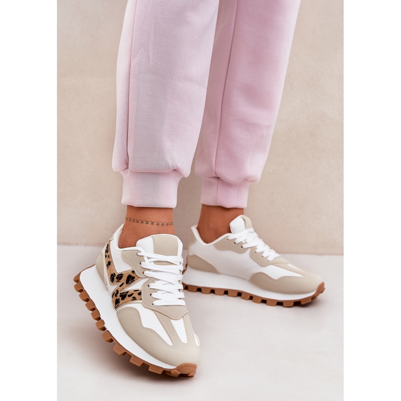 Sneakers sportskor kvinnors beige leopardtryck 2