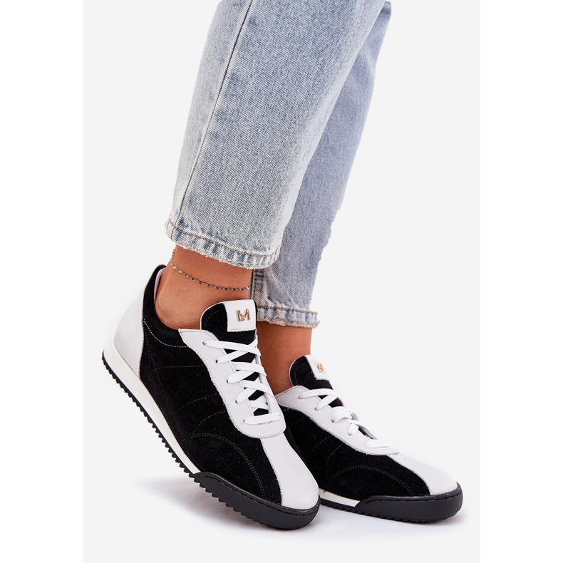 Laura Messi 2935 kvinnors lädersportskor svart 1