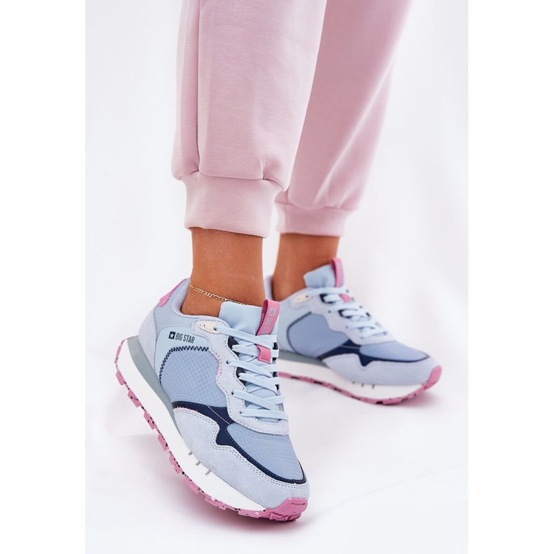 Women's Suede Light Sports Shoes Big Star RR274236 Hi-Polish Blue blå 2