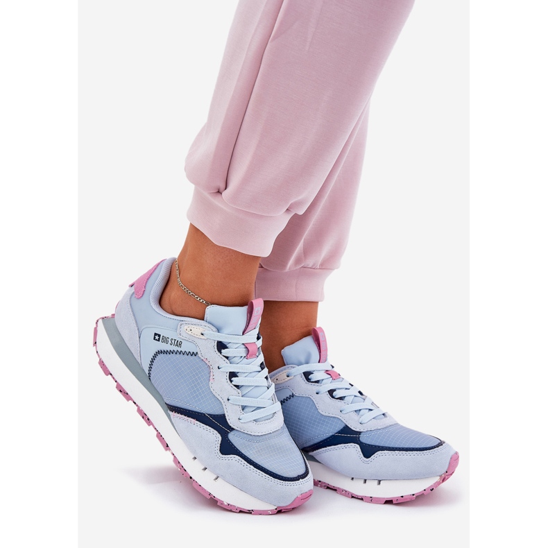 Women's Suede Light Sports Shoes Big Star RR274236 Hi-Polish Blue blå 1