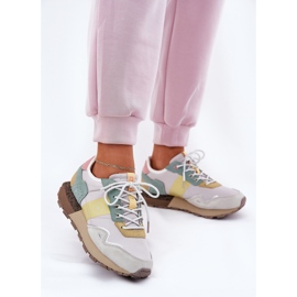 Kvinnors mocka sneakers Big Star RR274244 Hi-polish grågul system 2