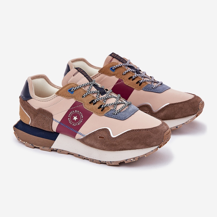 Mäns mocka sneakers på Big Star RR174475 Hi-Polish Beige System 1