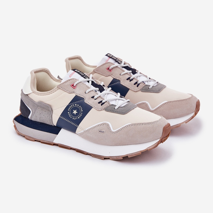 Mäns mocka sneakers på Big Star RR174471 Hi-Polish System System Platform grå 1