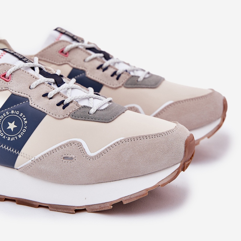 Mäns mocka sneakers på Big Star RR174471 Hi-Polish System System Platform grå 2