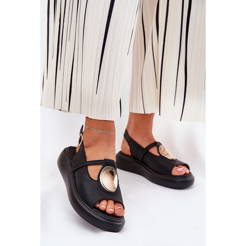 Läder eleganta kvinnors sandaler s.barski gr51-603 svart 2