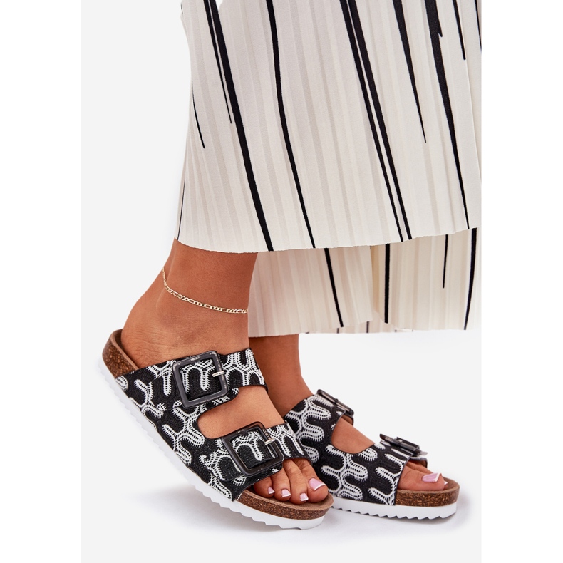 S.Barski Kvinnors flip flops med spännen och glitter S. Barski RB51-006 svart 1