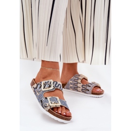 S.Barski Kvinnors flip flops med spännen och glitter S. Barski RB51-006 Beige 2