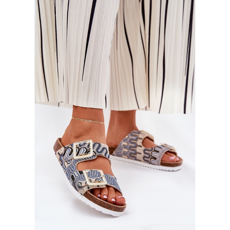 S.Barski Kvinnors flip flops med spännen och glitter S. Barski RB51-006 Beige 2