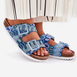 S.Barski Kvinnors flip flops med spännen och glitter S. Barski RB51-006 Blue blå 1