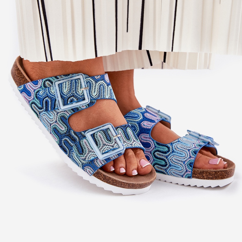 S.Barski Kvinnors flip flops med spännen och glitter S. Barski RB51-006 Blue blå 1