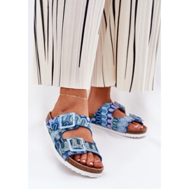 S.Barski Kvinnors flip flops med spännen och glitter S. Barski RB51-006 Blue blå 2