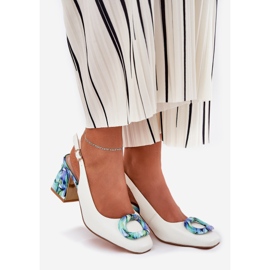 S.Barski Kvinnors lädersandaler på D&amp;A CR51-002 White Post vit 1