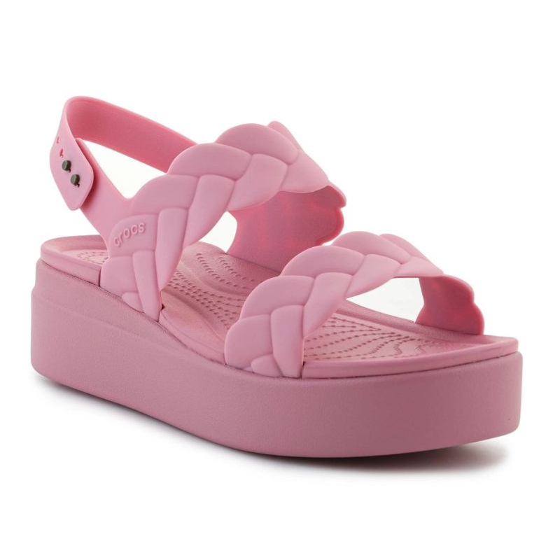 Crocs Brooklyn vävd låg kil 209977-6xx sandaler rosa 1