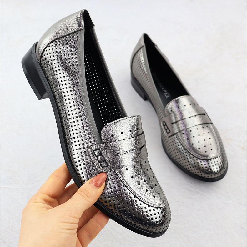 Women's Shoes Lords Openwork Metallic Silver Potocki 12581 silver- 1