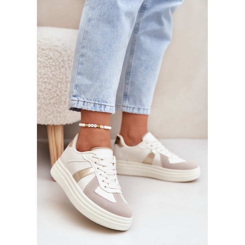 Eco Leather Women's Sneakers på plattformen Beige 2