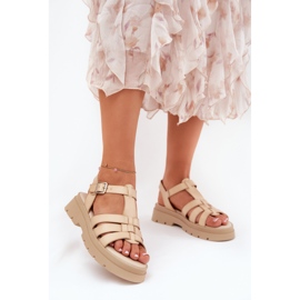 Eco Leather Women's Sandals på plattformen Beige 2