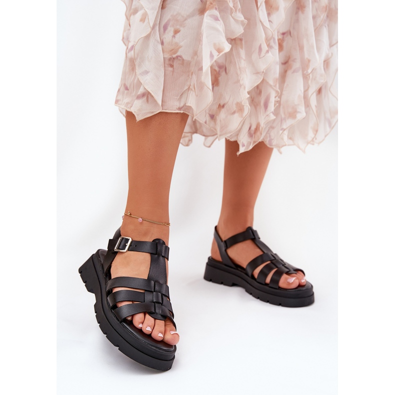 Eco Leather Women's Sandals på plattformen svart 2