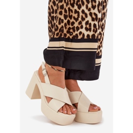 Kvinnors sandaler på posten och plattformen med Eco Leather Light Blue beige 1