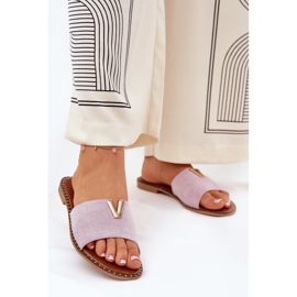 Flat -hane kvinnors flip flops med dekorativa lila detaljer purpur 2