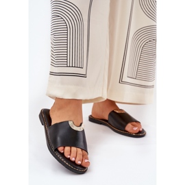 Eco Leather Women's Tisters med dekorativa detaljer svart 2