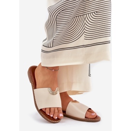 Eco Leather Women's Tisters med dekorativa detaljer Beige 1