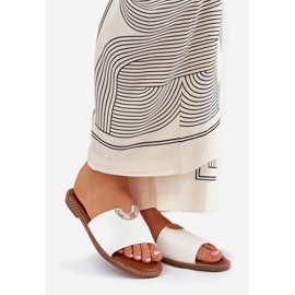 Eco Leather Women's Slippers med dekorativa vita detaljer 1