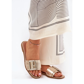 Platt Eco Leather Women's Tisters With Golden Buckle gyllene 2