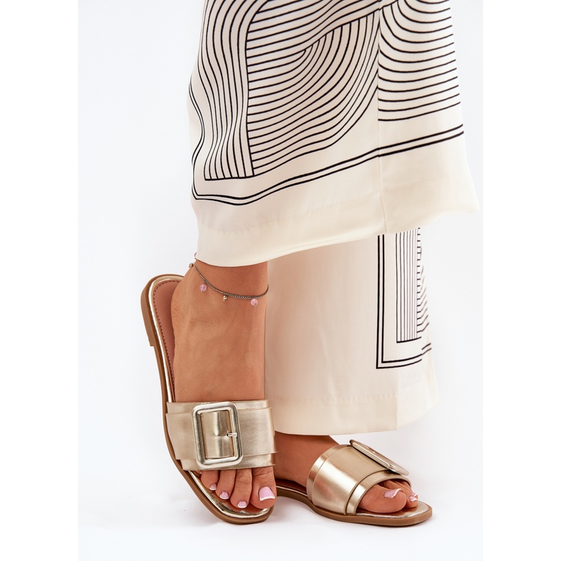 Platt Eco Leather Women's Tisters With Golden Buckle gyllene 2