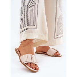 Platt Eco Leather kvinnors sammanfattningar med beige spänne 2