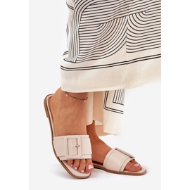 Platt Eco Leather kvinnors sammanfattningar med beige spänne 1