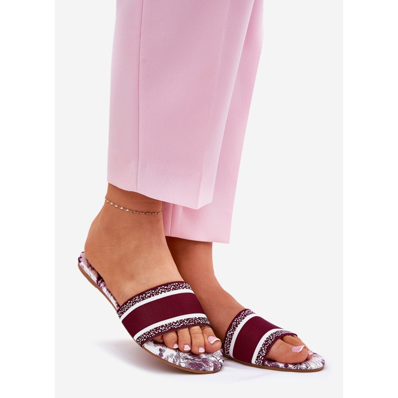 Patrouched Flat Women's Bourgogne Slippers röd 1