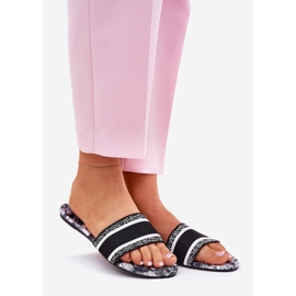 Mönstrade platta kvinnors klaffar svarta 1