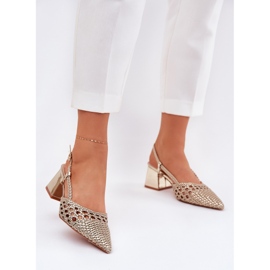 Ballerinas med platt flätan gyllene 2