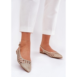 Sandaler med fläta och spetsiga tår guld gyllene 2