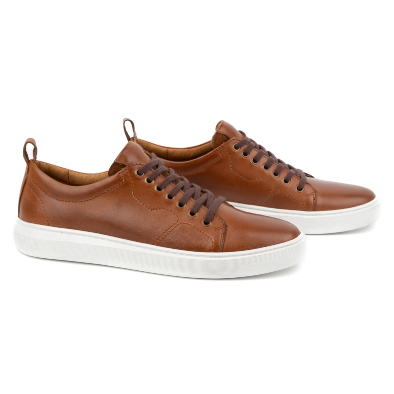 Olivier Sportskor med snörning i läder för män 434KNT brun 3
