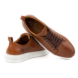 Olivier Sportskor med snörning i läder för män 434KNT brun 6