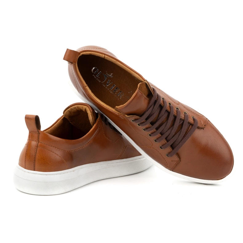 Olivier Sportskor med snörning i läder för män 434KNT brun 6