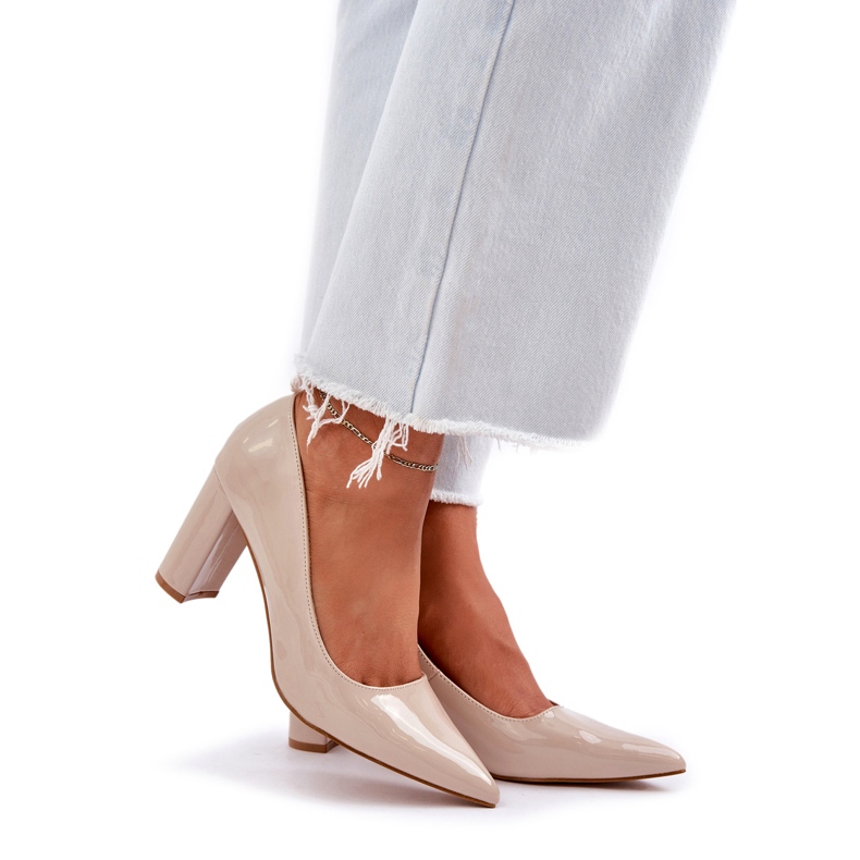 Seastar Målade pumpar på bar klackar beige 1