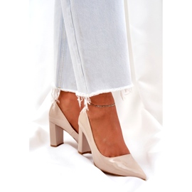 Seastar Målade pumpar på bar klackar beige 2