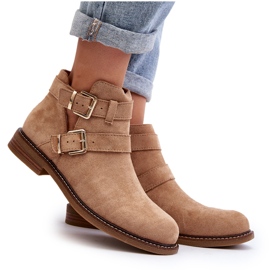 Kvinnors platta klackar med beige ränder 6