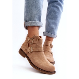 Kvinnors platta klackar med beige ränder 5