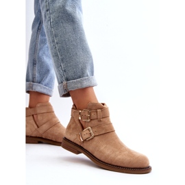 Kvinnors platta klackar med beige ränder 4