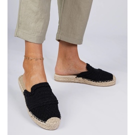 Svarta kvinnors espadrilles tofflor 1