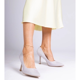 Grå klassiska pumpar på hälen från Ekozamsz 1