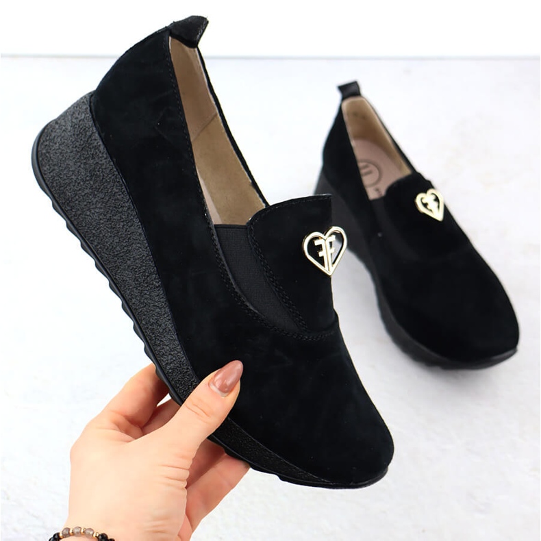 Läderskor för kil svart filippo dp6786 1