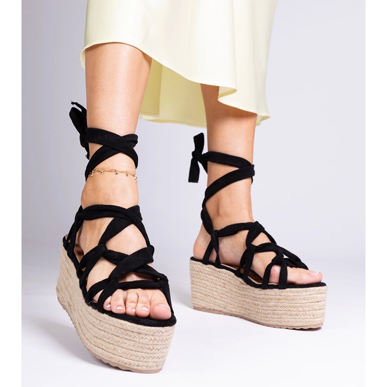 Svart espadrilles på en hög plattform 1